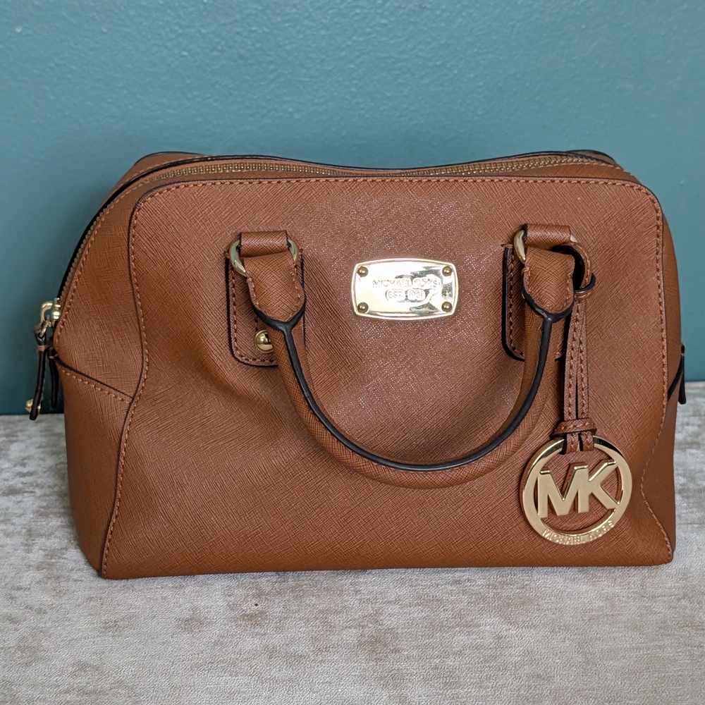 MICHAEL Michael Kors LAILA  Brown Leather Satchel - Picture 4 of 16